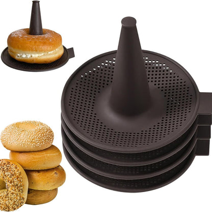 Silicone Donut Baking Mould for Homemade Baking - Heat Range -30℃ to 230℃, Non Stick Pastry Pans with Perforated Base & Cone Centre (5pcs Coffee)