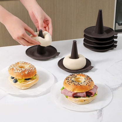Silicone Donut Baking Mould for Homemade Baking - Heat Range -30℃ to 230℃, Non Stick Pastry Pans with Perforated Base & Cone Centre (6pcs Coffee)