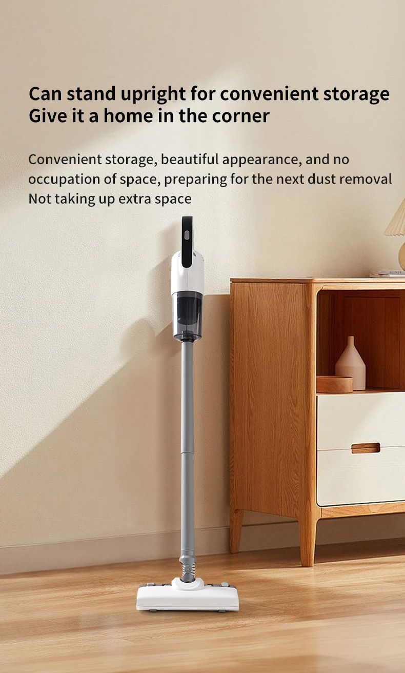 White Wireless Stick Vacuum and Stereoscopic Mop with 2 Filters, Swivel Brush Head and 106cm Handled Pole - One Click Operation, 19KPA Super Suction, 300ML Detachable Water Tank, 600ML Dust Cup for Floor Blind Spot and Wet Dry Dual Use