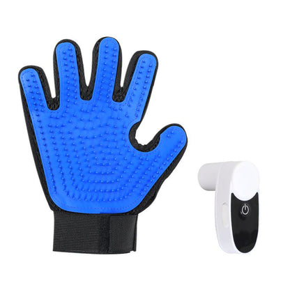 Black Blue Pet Grooming Spray Glove with White Detachable Typec Mister - TPR Soft Deshedding & Massage Brush Glove for Cats and Dogs, Anti Static Spray to Reduce Flying Fur and Easy to Clean