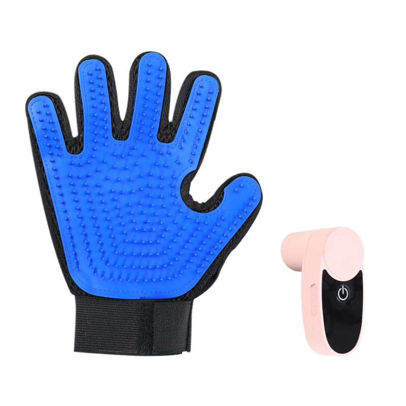 Black Blue Pet Grooming Spray Glove with Pink Detachable Typec Mister - TPR Soft Deshedding & Massage Brush Glove for Cats and Dogs, Anti Static Spray to Reduce Flying Fur and Easy to Clean