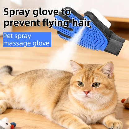 Black Blue Pet Grooming Spray Glove with Pink Detachable Typec Mister - TPR Soft Deshedding & Massage Brush Glove for Cats and Dogs, Anti Static Spray to Reduce Flying Fur and Easy to Clean