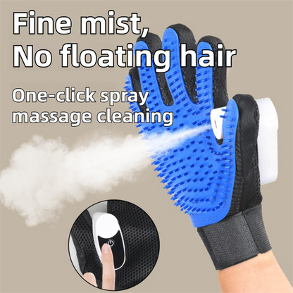 Black Blue Pet Grooming Spray Glove with Pink Detachable Typec Mister - TPR Soft Deshedding & Massage Brush Glove for Cats and Dogs, Anti Static Spray to Reduce Flying Fur and Easy to Clean