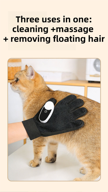 Black Blue Pet Grooming Spray Glove with Pink Detachable Typec Mister - TPR Soft Deshedding & Massage Brush Glove for Cats and Dogs, Anti Static Spray to Reduce Flying Fur and Easy to Clean