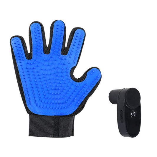 Black Blue Pet Grooming Spray Glove with Black Detachable Typec Mister - TPR Soft Deshedding & Massage Brush Glove for Cats and Dogs, Anti Static Spray to Reduce Flying Fur and Easy to Clean