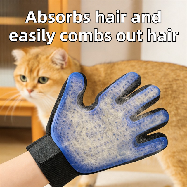 2PCS Black Blue Pet Grooming Spray Glove with White & Black Detachable Typec Mister - TPR Soft Deshedding & Massage Brush Glove for Cats and Dogs, Anti Static Spray to Reduce Flying Fur and Easy to Clean