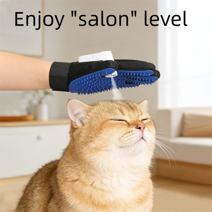 2PCS Black Blue Pet Grooming Spray Glove with Pink & Black Detachable Typec Mister - TPR Soft Deshedding & Massage Brush Glove for Cats and Dogs, Anti Static Spray to Reduce Flying Fur and Easy to Clean