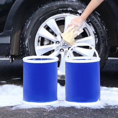 11L Foldable Oxford Fabric Car Wash Bucket with EVA Waterproof Lining & Zipper Carry Bag - Self Standing Structure, Portable Water Container for Car Cleaning and Outdoor Travel