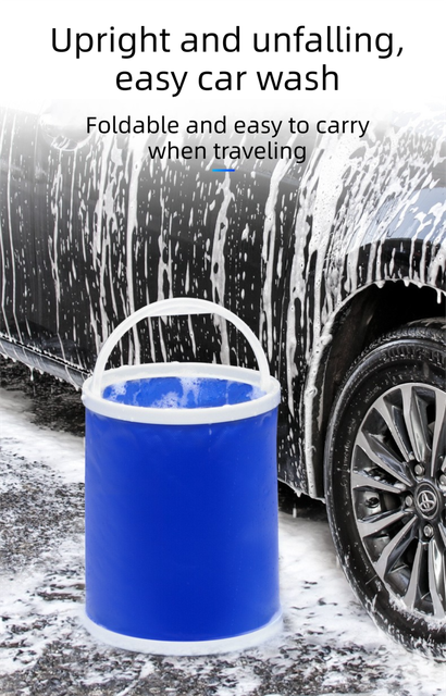 Blue Microfiber Car Cleaning Towel (43 x 43 CM) and 20L Foldable Self Standing Water Bucket (Include Zipper Bag) Combo Set - Super Absorbent and Scratch Free for Car Detailing Drying and Home Cleaning