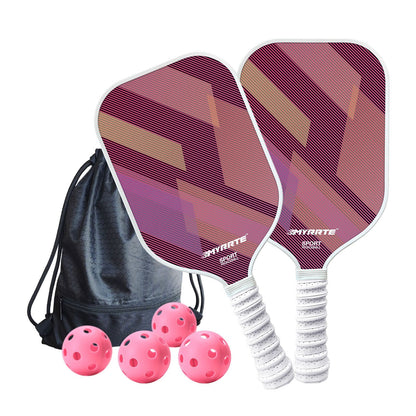 Fantasy Purple Striped Fiberglass Pickleball Paddle Set – 4 Balls & 2 Lightweight Shock-Absorbing Rackets  with Versatile Carry Bag for Outdoor Play