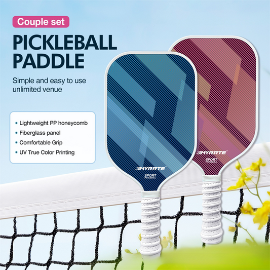 Fantasy Purple Striped Fiberglass Pickleball Paddle Set – 4 Balls & 2 Lightweight Shock-Absorbing Rackets  with Versatile Carry Bag for Outdoor Play