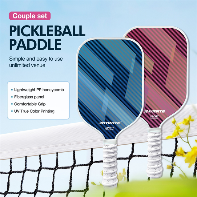 Fantasy Blue Striped Fiberglass Pickleball Paddle – Lightweight Shock-Absorbing Rackets for Outdoor Play