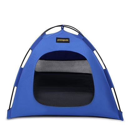 Blue All-Weather Portable Pet Tent with Dual-Sided Cushion & Insect-Proof Mesh – L Size 60 x 60 x 50 cm, Waterproof & Sun-Proof Outdoor Four Corner Dome Kennel for Dogs & Cats Travel Camping