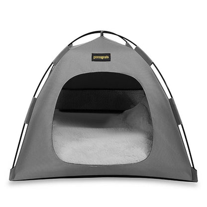 Grey All-Weather Portable Pet Tent with Dual-Sided Cushion & Insect-Proof Mesh – M Size 50 x 50 x 45 cm, Waterproof & Sun-Proof Outdoor Four Corner Dome Kennel for Dogs & Cats Travel Camping