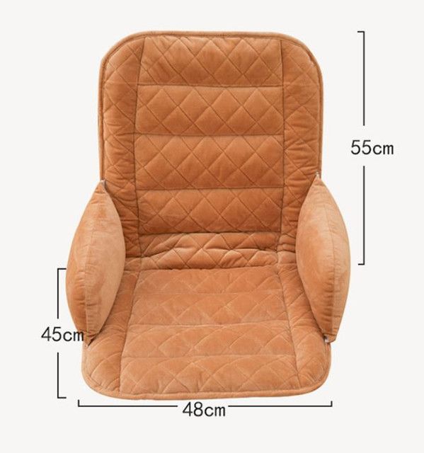 Black and Grey Premium Quilted Plush Integrated Seat Cushion & Backrest – Thickened Lumbar Support Pad with Detachable Armrests, Secure Buckle and Washable Cover for Office Chair Long Sitting