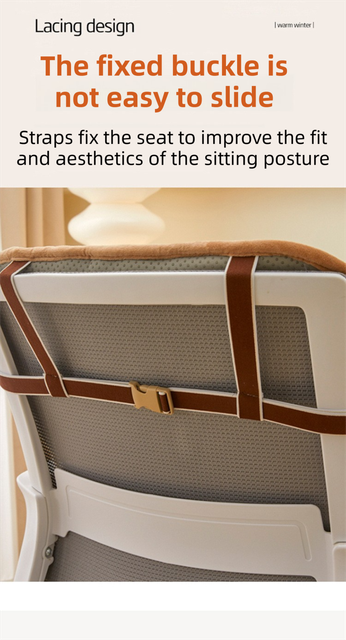Dark Blue Premium Quilted Plush Integrated Seat Cushion & Backrest – Thickened Lumbar Support Pad with Detachable Armrests, Secure Buckle and Washable Cover for Office Chair Long Sitting