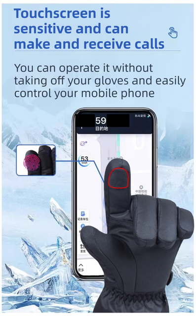 Winter 3 Level Intelligent Heated Gloves with Touchscreen Fingertip & Protective Shell - Waterproof Thermal Gloves for Skiing & Outdoor Sports, 360° All-Finger + Hand's Back Large Heating Coverage (Battery Operated)