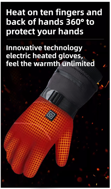 Winter 3 Level Intelligent Heated Gloves with Touchscreen Fingertip & Protective Shell - Waterproof Thermal Gloves for Skiing & Outdoor Sports, 360° All-Finger + Hand's Back Large Heating Coverage (Battery Operated)