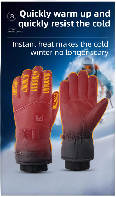 Winter 3 Level Intelligent Heated Gloves with Touchscreen Fingertip & Protective Shell - Waterproof Thermal Gloves for Skiing & Outdoor Sports, 360° All-Finger + Hand's Back Large Heating Coverage (Battery Operated)
