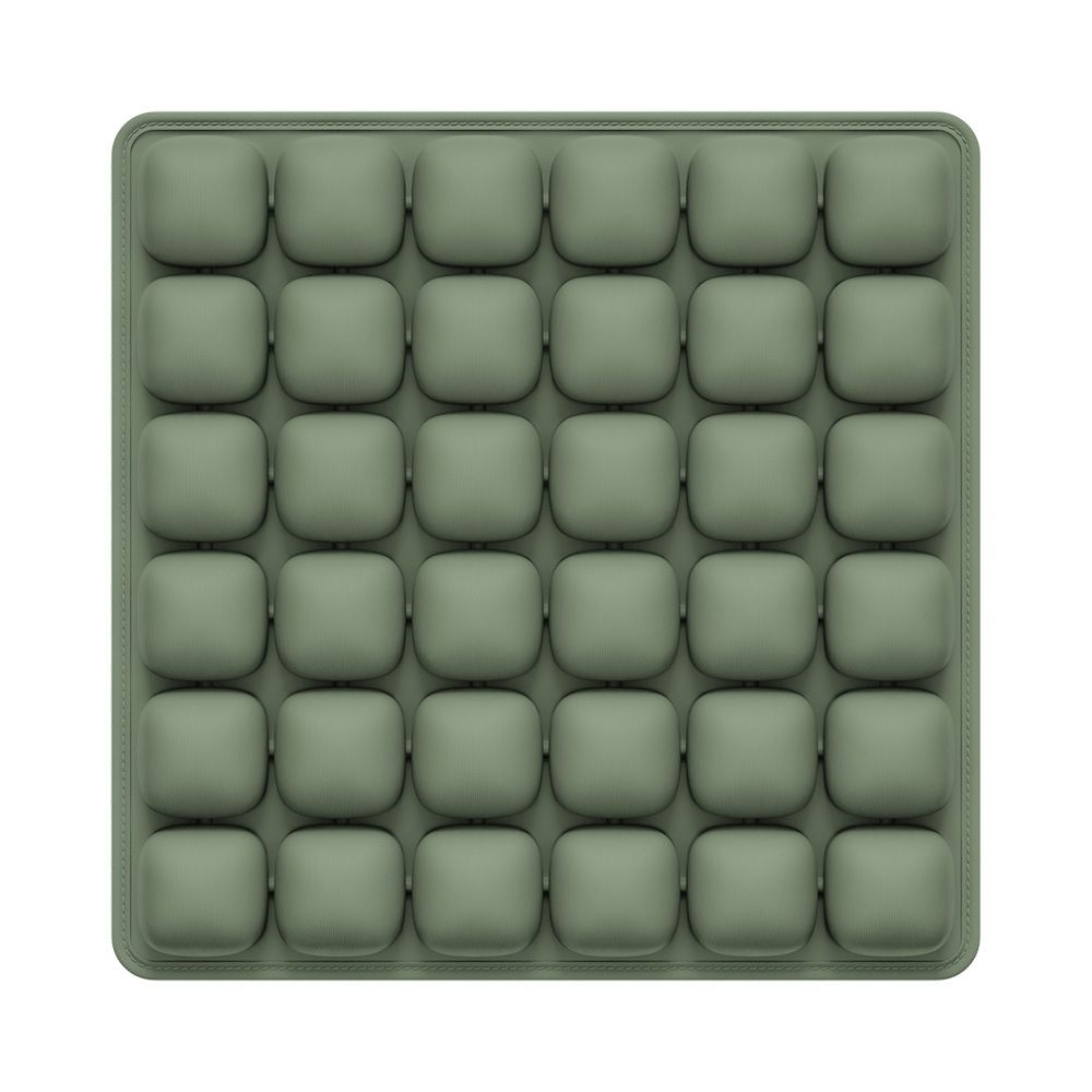 Dark Green Portable 3D Aircell Travel Inflatable Seat Cushion with Built-in Pump – 36 Airbags Ergonomic Pressure Relief Pad with Lycra Cover & Non-Slip Base for Office Car Flight Long Sitting