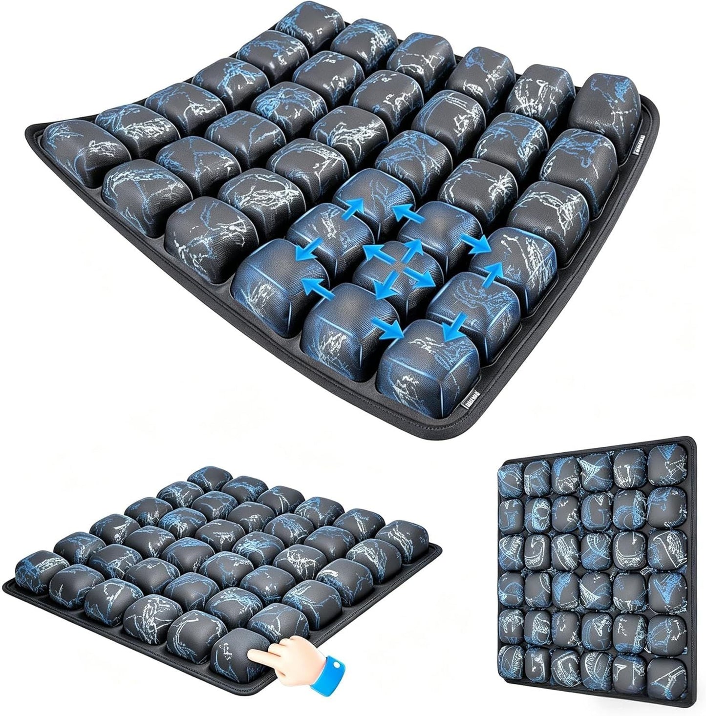 Graffiti Portable 3D Aircell Travel Inflatable Seat Cushion with Built-in Pump – 36 Airbags Ergonomic Pressure Relief Pad with Lycra Cover & Non-Slip Base for Office Car Flight Long Sitting