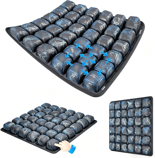 Graffiti Portable 3D Aircell Travel Inflatable Seat Cushion with Built-in Pump – 36 Airbags Ergonomic Pressure Relief Pad with Lycra Cover & Non-Slip Base for Office Car Flight Long Sitting