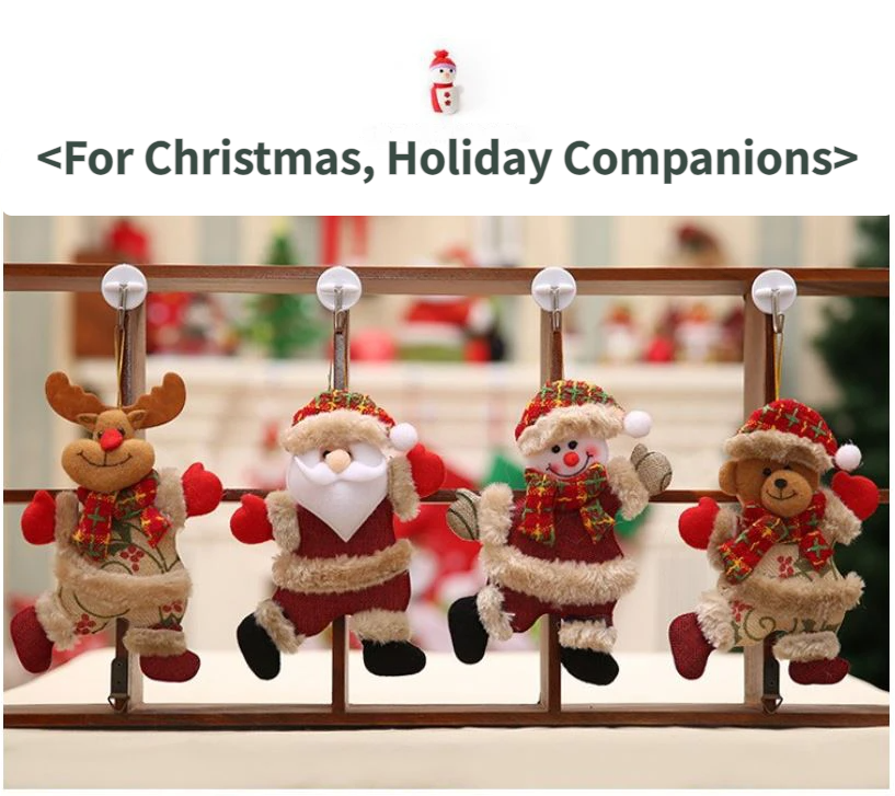 4-Piece Christmas Hanging Plush Ornaments Set - Classic Santa Claus, Snowman, Reindeer & Bear Tree Decor, Christmas in July, Winter Christmas, Yulefest, Secret Santa Gift