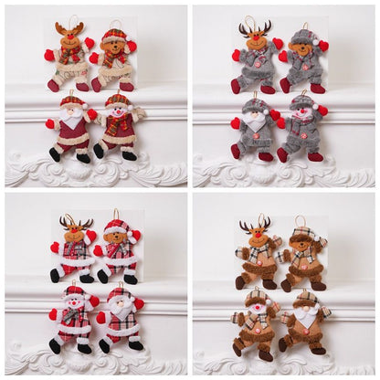 4-Piece Christmas Hanging Plush Ornaments Set - Classic Santa Claus, Snowman, Reindeer & Bear Tree Decor, Christmas in July, Winter Christmas, Yulefest, Secret Santa Gift