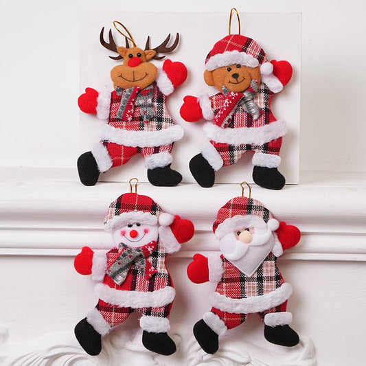 4-Piece Christmas Hanging Plush Ornaments Set - Bright Santa Claus, Snowman, Reindeer & Bear Tree Decor, Christmas in July, Winter Christmas, Yulefest, Secret Santa Gift