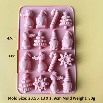 3-Piece Christmas Non-Stick Silicone Baking Mould Set of Santa, Reindeer, Gingerbread Man & Bell Shapes for Chocolate, Candy,  and Mousse Dessert - Easy to Release and Clean, Ideal Making Tools for Christmas in July, Winter Christmas & Secret Santa Gift