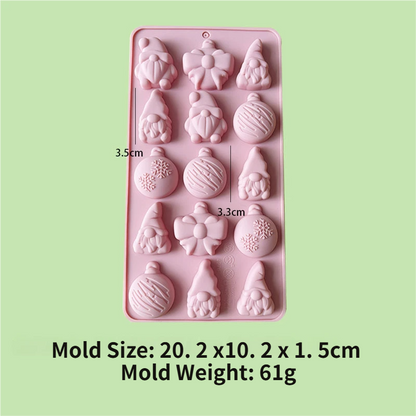 3-Piece Christmas Non-Stick Silicone Baking Mould Set of Santa, Reindeer, Gingerbread Man & Bell Shapes for Chocolate, Candy,  and Mousse Dessert - Easy to Release and Clean, Ideal Making Tools for Christmas in July, Winter Christmas & Secret Santa Gift