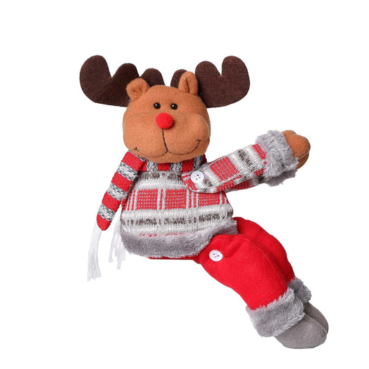 Reindeer Christmas Curtain Tiebacks, Large Plush Doll Holdbacks - Curtain Festival Charm for Christmas in July, Winter Christmas, Yulefest, Secret Santa Gift
