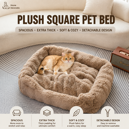 Brown Bubble Plush Pet Sofa Bed with Removable Cushion S Size 60*45*23CM – Ultra-Soft Winter Thickened Warm Pet Nest with Raised Bolster Edges, Washable Plush Cover and Non-Slip Base, Cozy and Soft Sleeping Space for Dog & Cat Home Use