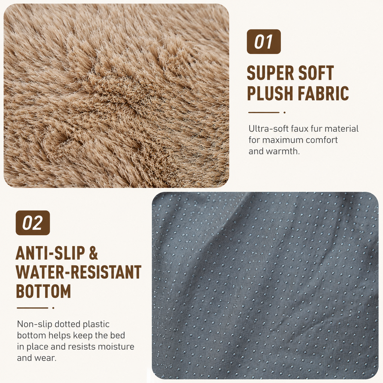 Brown Bubble Plush Pet Sofa Bed with Removable Cushion M Size 70*55*23 cm – Ultra-Soft Winter Thickened Warm Pet Nest with Raised Bolster Edges, Washable Plush Cover and Non-Slip Base, Cozy and Soft Sleeping Space for Dog & Cat Home Use