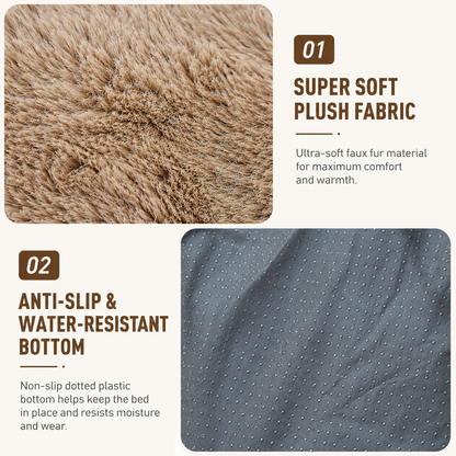 Brown Bubble Plush Pet Sofa Bed with Removable Cushion M Size 70*55*23 cm – Ultra-Soft Winter Thickened Warm Pet Nest with Raised Bolster Edges, Washable Plush Cover and Non-Slip Base, Cozy and Soft Sleeping Space for Dog & Cat Home Use