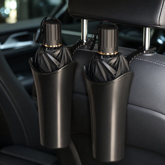 2-Pack Car Umbrella Holder & Waterproof Storage Bucket with Hanging Hook – Multi-Purpose Umbrella Organizer, Seat Back Trash Bin & Storage Container for Vehicle Home Office Use