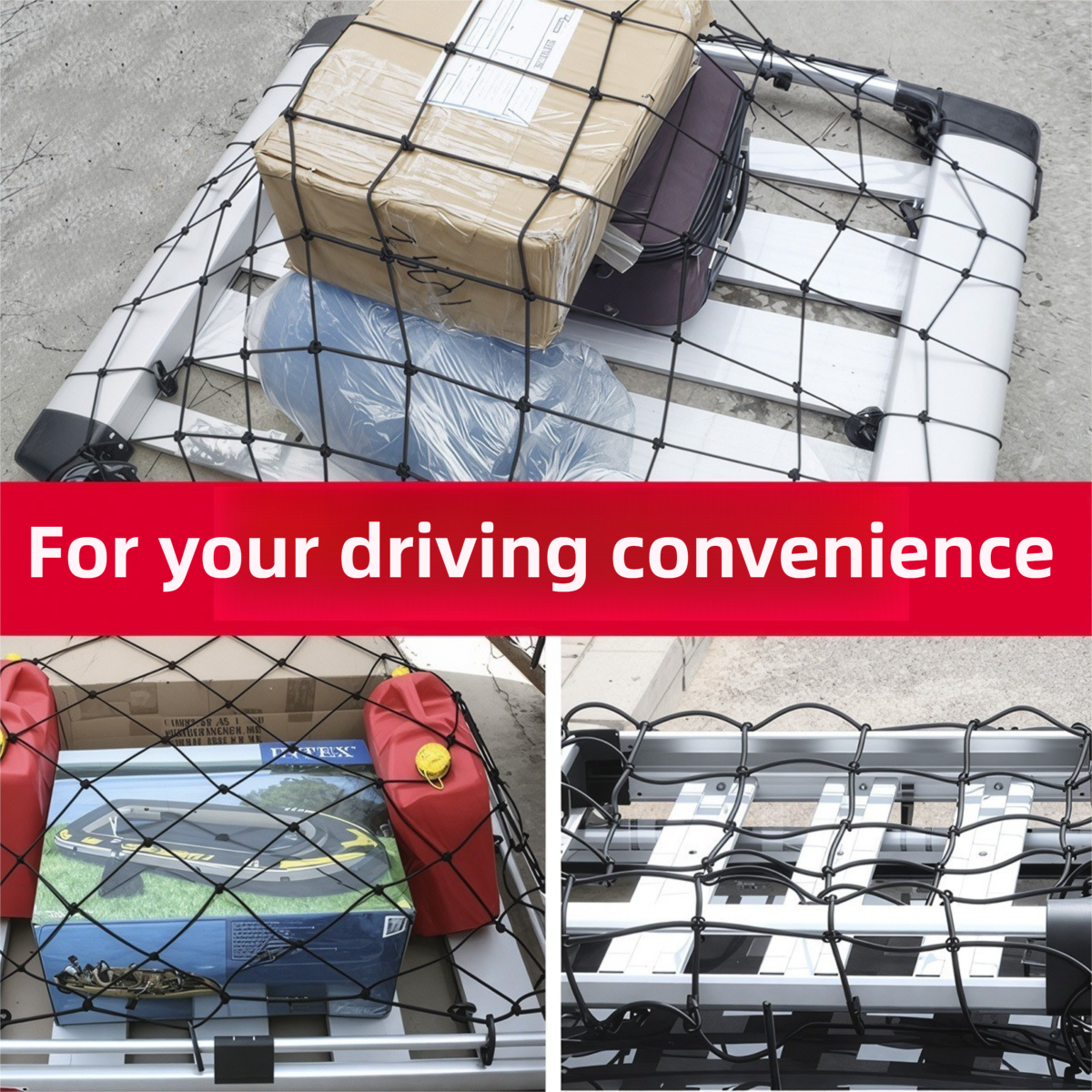 120 x 80 cm Car Roof Cargo High-Elasticity Net and Stretchable Luggage Storage Net with 10 Secure Hooks – Universal Roof Rack & Trunk Organizer Net for Travel, Camping and Outdoor Geariversal Roof Rack & Trunk Organizer Net for Travel, Camping and Outdoor