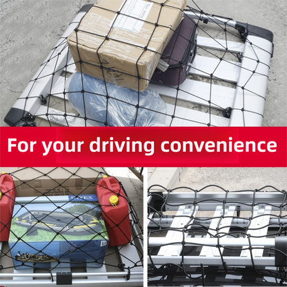 120 x 80 cm Car Roof Cargo High-Elasticity Net and Stretchable Luggage Storage Net with 10 Secure Hooks – Universal Roof Rack & Trunk Organizer Net for Travel, Camping and Outdoor Geariversal Roof Rack & Trunk Organizer Net for Travel, Camping and Outdoor
