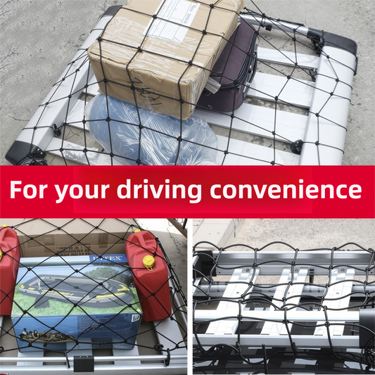 120 x 80 cm Car Roof Cargo High-Elasticity Net and Stretchable Luggage Storage Net with 10 Secure Hooks – Universal Roof Rack & Trunk Organizer Net for Travel, Camping and Outdoor Geariversal Roof Rack & Trunk Organizer Net for Travel, Camping and Outdoor