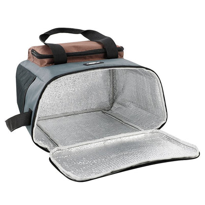 17L Large Capacity Insulated Cooler Bag, Muti Pockets Oxford Fabric Lunch Tote – Foldable 3-Layer Thermal Storage Crossbody Bag with Shoulder Strap, 2-Pack Gray and Navy Blue