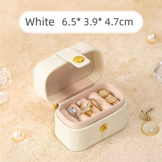 White Waterproof PU Leather Jewelry Travel Case, Portable Mini Jewelry Organizer Box for Rings Earrings Necklaces