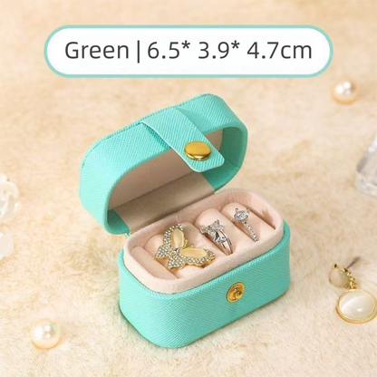 Blue Waterproof PU Leather Jewelry Travel Case, Portable Mini Jewelry Organizer Box for Rings Earrings Necklaces