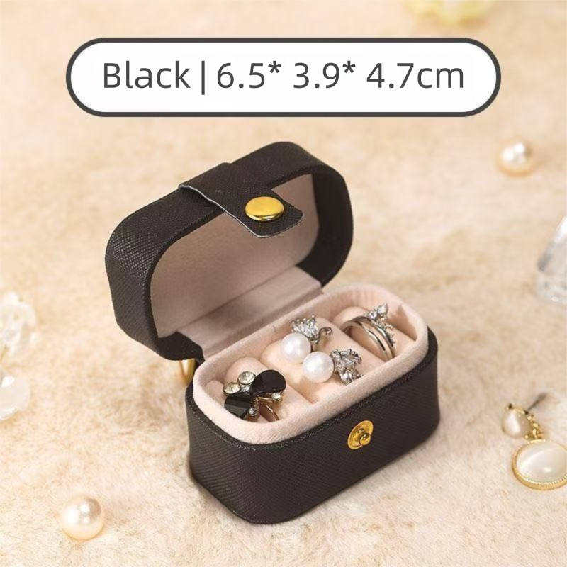 White Waterproof PU Leather Jewelry Travel Case, Portable Mini Jewelry Organizer Box for Rings Earrings Necklaces