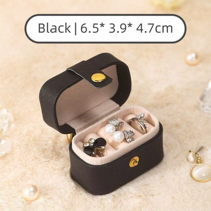 White Waterproof PU Leather Jewelry Travel Case, Portable Mini Jewelry Organizer Box for Rings Earrings Necklaces