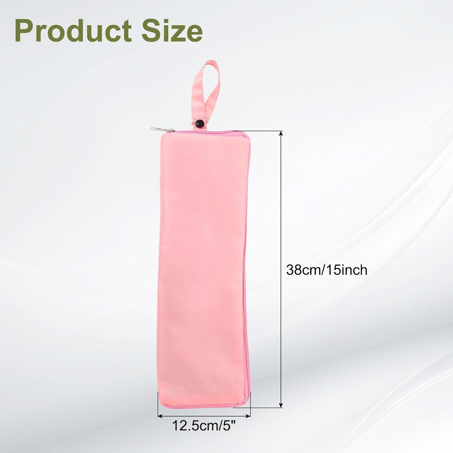 2-Pack Foldable Waterproof Umbrella Storage Sleeve with Zippers, Carry Handle and Absorbent Microfiber Lining - Reusable Hanging Umbrella Pouch for Home Office School Travel and Car Use, Pink 15 x 5 inch