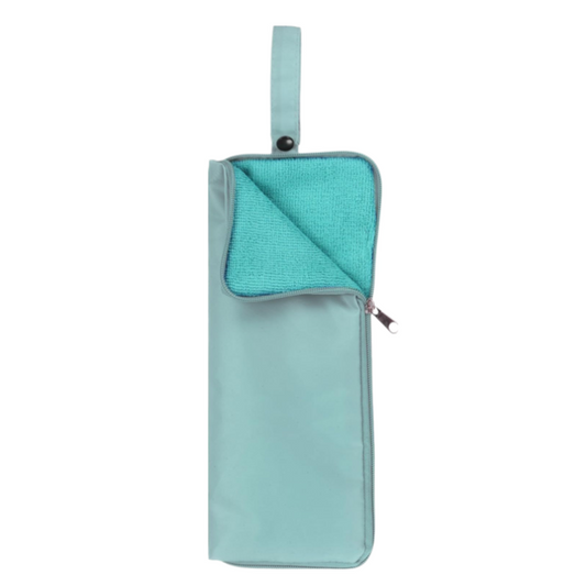 2-Pack Foldable Waterproof Umbrella Storage Sleeve with Zippers, Carry Handle and Absorbent Microfiber Lining - Reusable Hanging Umbrella Pouch for Home Office School Travel and Car Use, Light Blue 15 x 5 inch