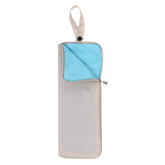 2-Pack Foldable Waterproof Umbrella Storage Sleeve with Zippers, Carry Handle and Absorbent Microfiber Lining - Reusable Hanging Umbrella Pouch for Home Office School Travel and Car Use, Beige 15 x 5 inch