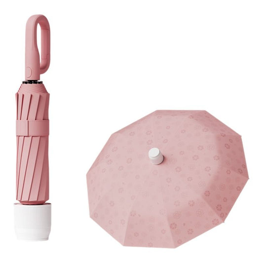 Skin Red Foldable Automatic Open Umbrella with Retractable Waterproof Sleeve, Clip Handle and Winproof Dual Rib - Lightweight Rain Sun Umbrella, Large Diameter 105cm, Compact 37cm Storage, Flower Pattern Appears When Wet