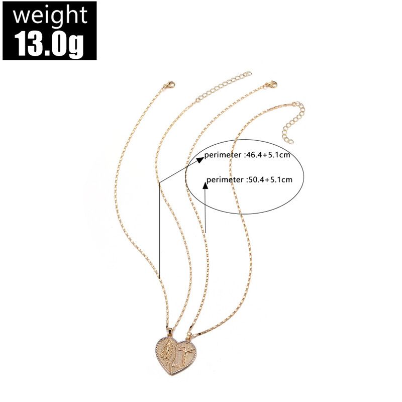 Jesus Cross Spliced Heart Pendant - Copper Plated Stackable Collarbone Chain with Jewelry Box, Christmas Easter Gift for Women and Men