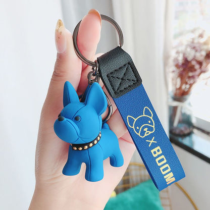 Blue Cute Resin French Bulldog Keychain Pendant for Backpacks and Keys – Trendy Frenchie Dog Bag Hanging Ornament, Stylish Accessory Solution for Local Trendsetters